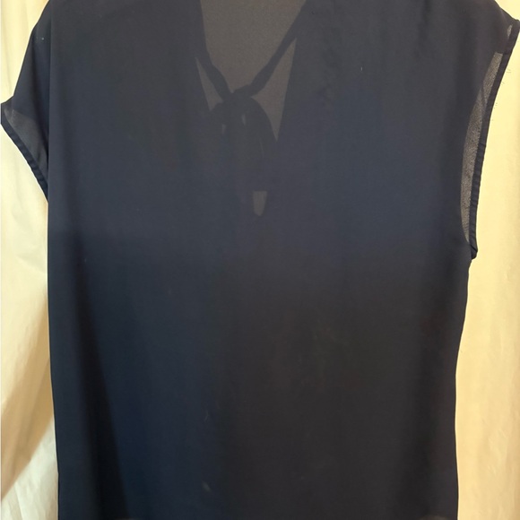 New York & Company Navy Tie-Front Blouse - Picture 3 of 6